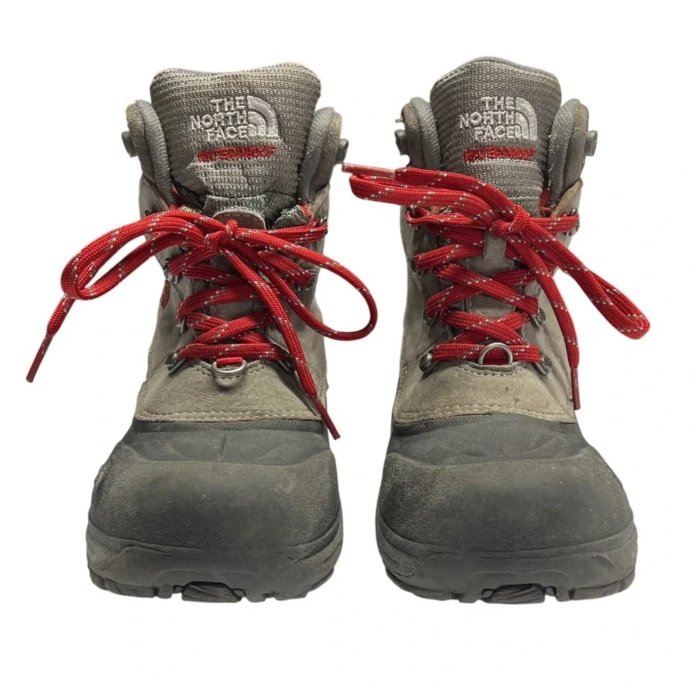 The North Face Chilkat Lace II Boots‎ Boys Size 4 Gray Brown Winter